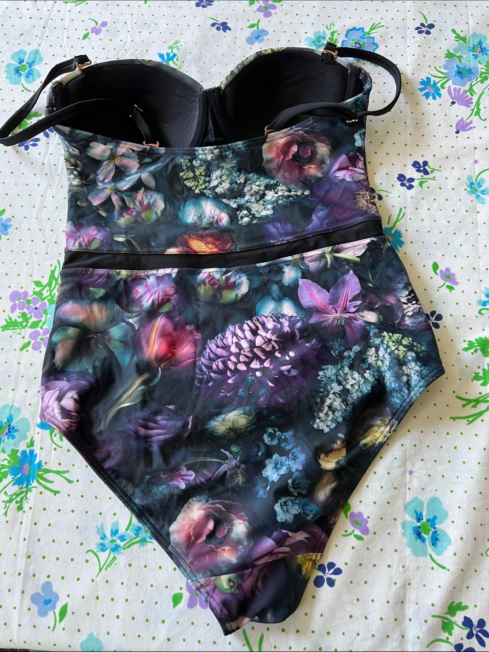 Ted Baker London Dark Floral One Piece Swim Bathing Suit - 34 A/B - Picture 2 of 14